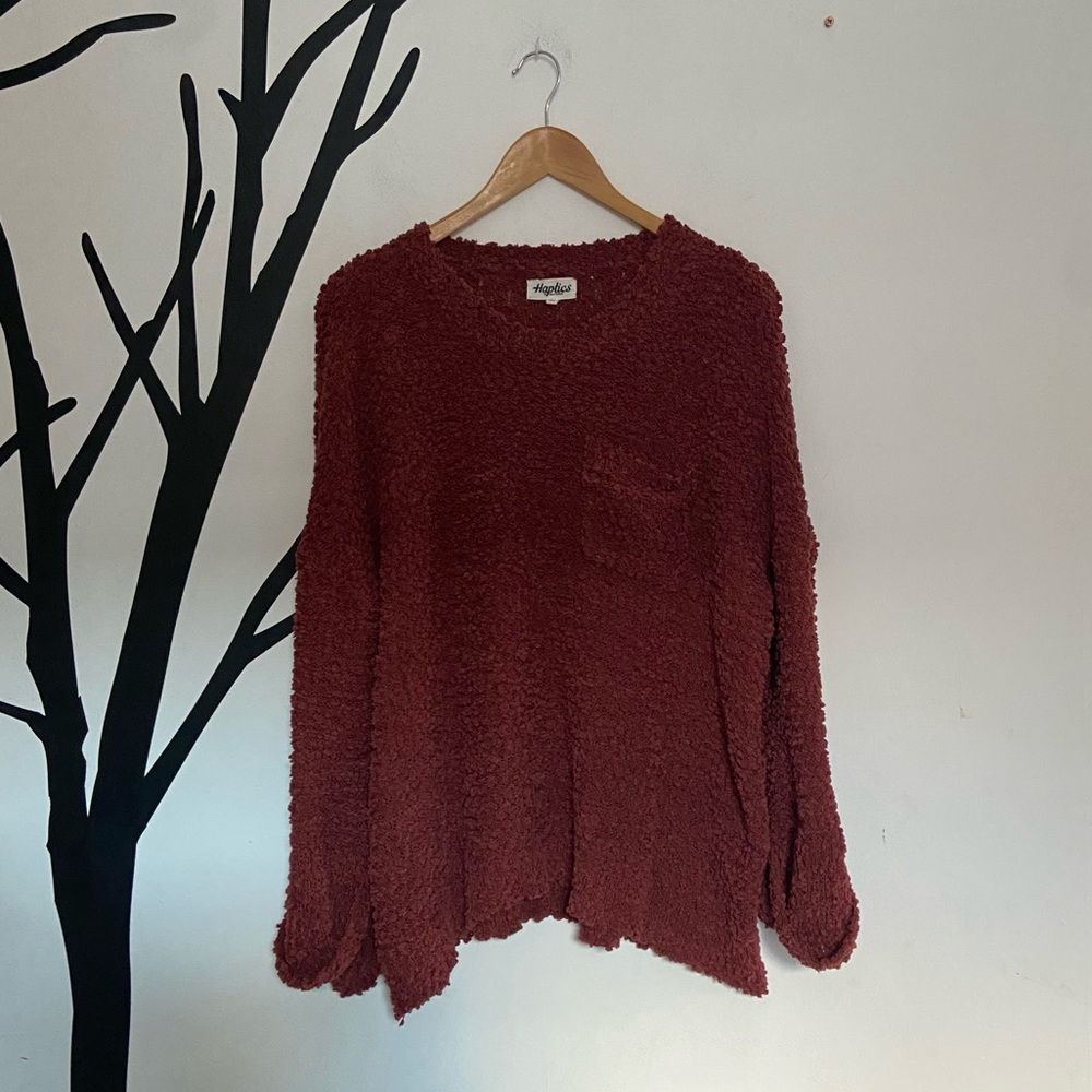 RARE Haptics by Holly Harper chunky knit boxy sweater in rust/brick orange/red
